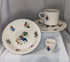 Brendan Little Boy Blue Erin Stone Vtg Child Breakfast Set Cup Plate Bowl