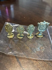 Vintage Brass Wax Seal Stamp Lot Italy Ornate Handles Crest Letter E Set