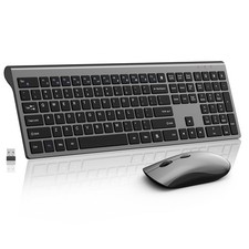 Wireless Mouse and Keyboard Combo, Silent Full-Size Computer Keyboard with Ca...
