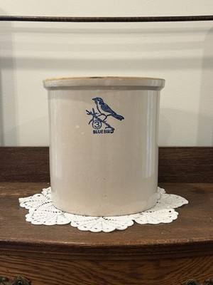 Vintage Burley Clay 3 Gallon Stoneware Crock Bluebird Logo