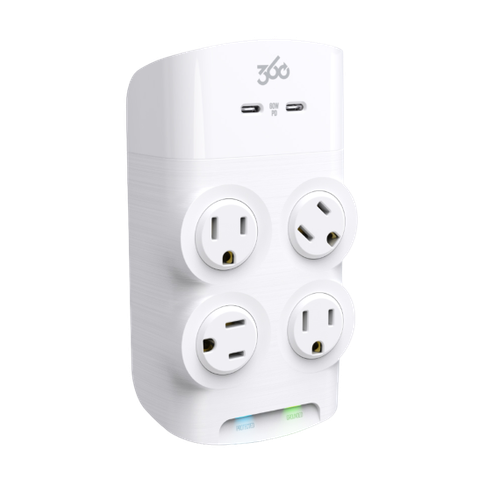 360 Electrical Revolve 60W 4-Outlet Rotating Surge Tap with 2 USB-C Ports - Picture 1 of 5