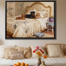 Dog Portrait Oil Painting Vintage Canvas Print Cozy Dog Home Decor Wall Art
