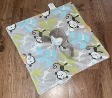Blankets & Beyond Monkey Tan Blue Orange Green Lovey Security Pacifier Holder