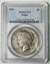 1921 Peace Dollar PCGS F-12 Peace