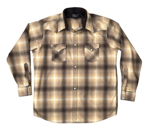Vintage Pendleton Woolen Mills Canyon Hemd Herren Braun Pearl Snap Größe XXL