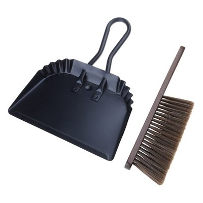Heavy Duty Metal Dustpan and Brush with Flat Edge for Effective Floor Sweeping