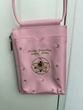 Sailor Moon Pink Shoulder Bag with Star  Crescent Embroidery Used Japan