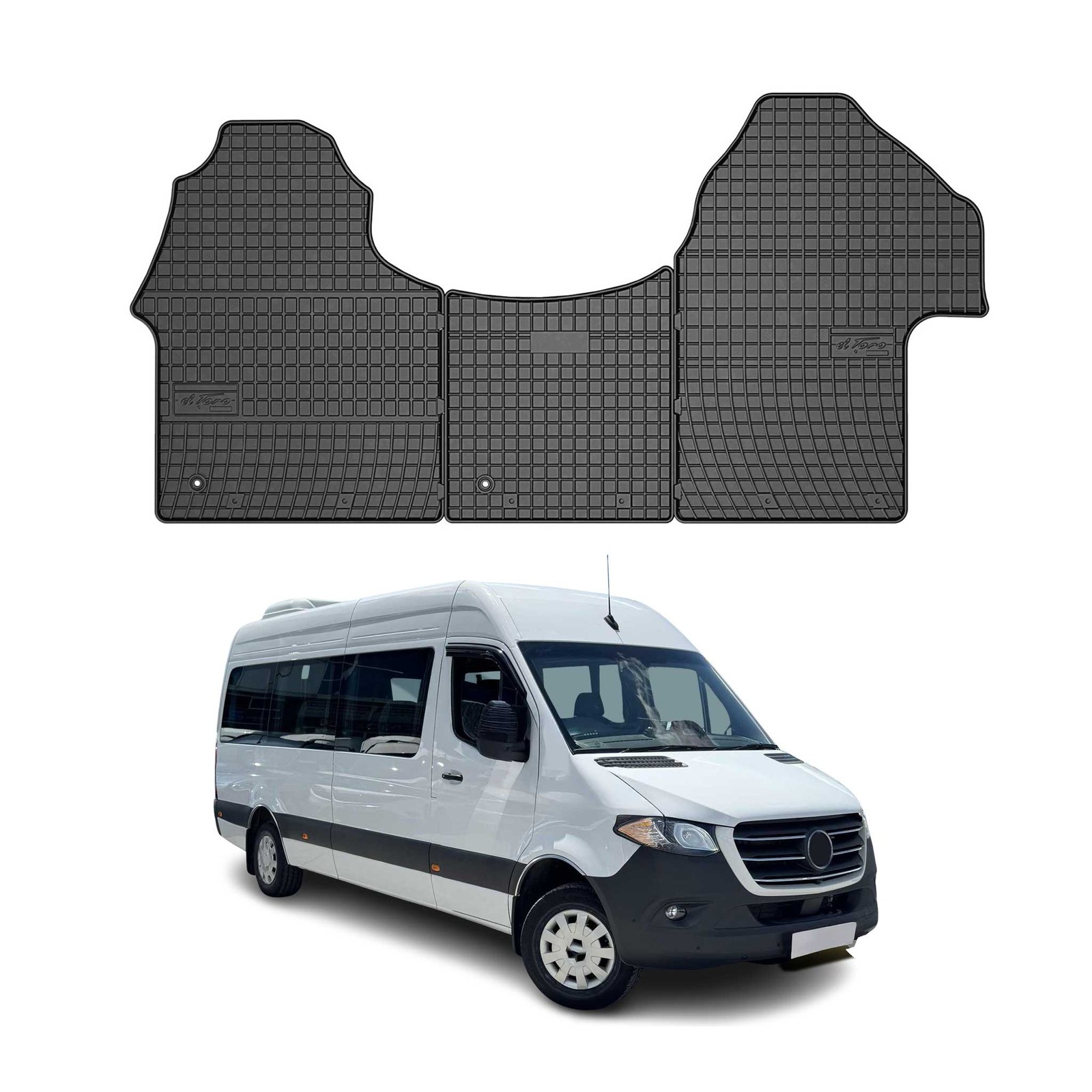 Tapis de sol Mercedes Sprinter W907 2018-2026 sur mesure en caoutchouc noir