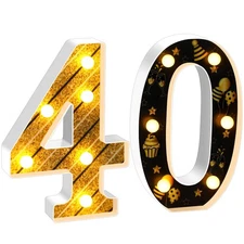 40th Birthday Table Decoration LED Number 40 Birthday Centerpieces Light up 4...