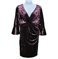 Ralph Lauren Faux Wrap Dress Women 22W Crushed Velvet Belle Sleeves Holiday Glam