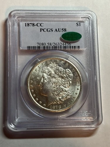 1878-CC Morgan Silver Dollar $1 PCGS AU58 CAC Blast White Everyman Set