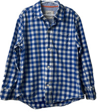 Mini Boden Plaid Button Down Long Sleeve Shirt Boys Age 5-6 Youth Blue White A39