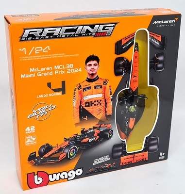 Burago 1/24 McLaren MCL38 Miami GP 2024 Lando Noris Diecast F1 Kit Car