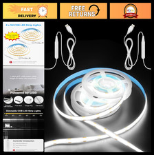 Dimmable 5V USB LED Strip Lights 3.28FT 320 LEDs Cold White Flexible Tape 2 Pac