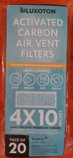 Luxoton Activated Carbon 4x10 Air Vent Filters For House Registers 20 Pack
