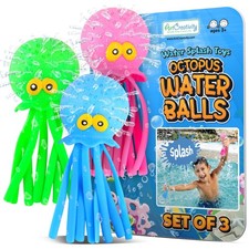 Octopus Water Balls Pack of 3 , Pool Toys for Toddlers 1-3, Sensory Stress R...