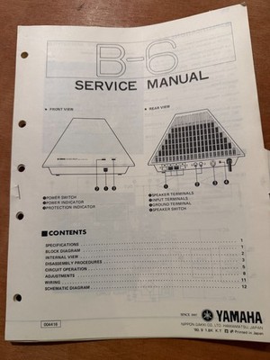 ORIGINAL Yamaha B-6 Stereo Power Amplifier Service Schematic