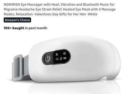 NOWWISH Eye Massager with Heat, Vibration and Bluetooth Music for Migraine...