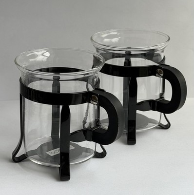 VTG Chambord Java Glass Coffee Cups Black BODUM SWITZERLAND Tea Espresso Bistro