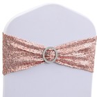Double Sided Sequin Rose Gold Chair Sashes 100 Pack, Rose Gold Sequin Chair S...