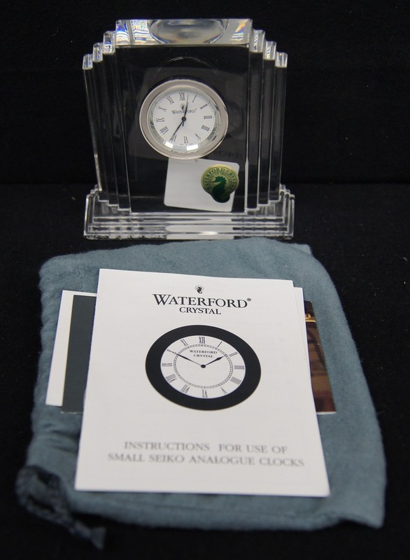 WATERFORD Crystal METROPOLITAN Small Clock SIGNED 2002 IRELAND WORKING