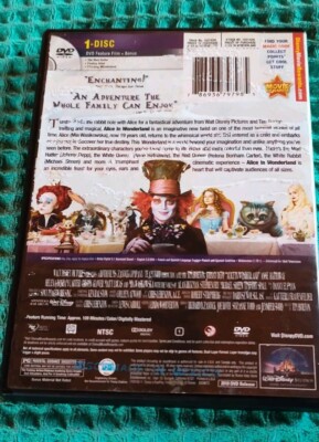 ALICE IN MENSWEAR 　DVD Alice in Wonderland,DVD, Disney Movie Rewards Code Paper Included