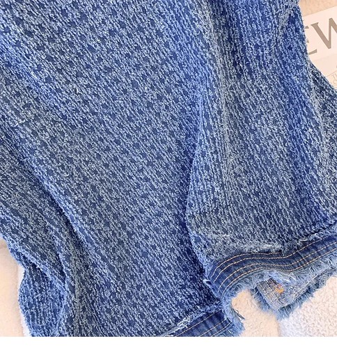 Sleeveless Tank Top Coat Women Single Breasted Plaid Denim Vest  Tassel Elegant - Picture 13 of 14