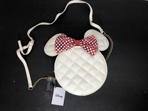 Disney Minnie Mouse Quilted Purse Crossbody Bag Faux Leather Bow Ears - Picture 9 of 10