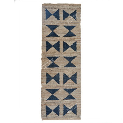 Indian Handwoven Beige Hemp Jute Rug With Black Design Rug For Living Room Decor - Picture 4 of 16