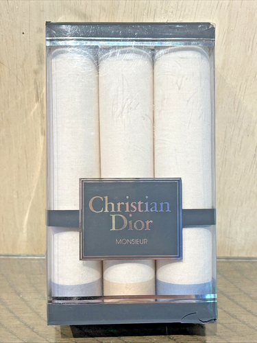 Christian Dior Monsieur Handkerchief 3 Pack NEW Fine Cotton