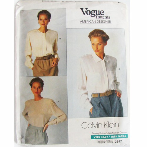 Vogue 2397 Calvin Klein Sz 6-8-10 American Designer Blouse Sewing Pattern Uncut - Picture 1 of 6