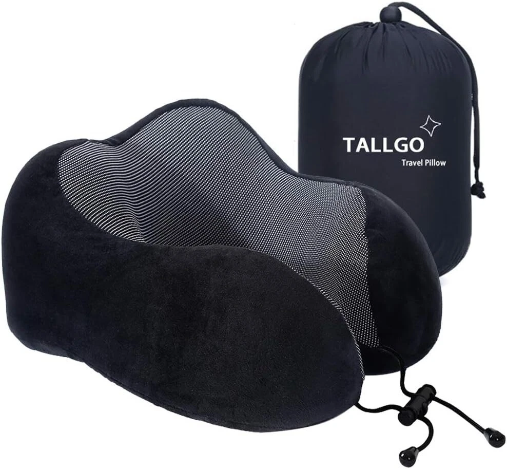 Travel Pillow, Best Memory Foam Neck Pillow Head Support Soft Black