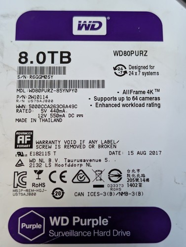 READ Description Western Digital Purple 8TB WD80PURZ SATA 6Gb/s Surveillance HDD - Afbeelding 2 van 4