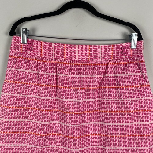 Vineyard Vines Whale Stripe Skirt Size 10 Pink White Mini Pockets Side Zip - Picture 2 of 11