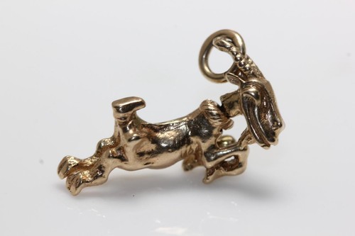 VINTAGE 14K GOLD 3D SOLID GOAT CHARM PENANDT 14KARAT MOVE Bubble HEAD Bracelet - Picture 3 of 6