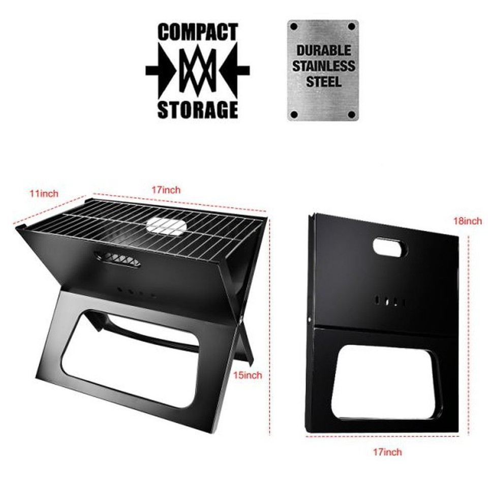 Portable barbecue grill, foldable charcoal grill, camping garden