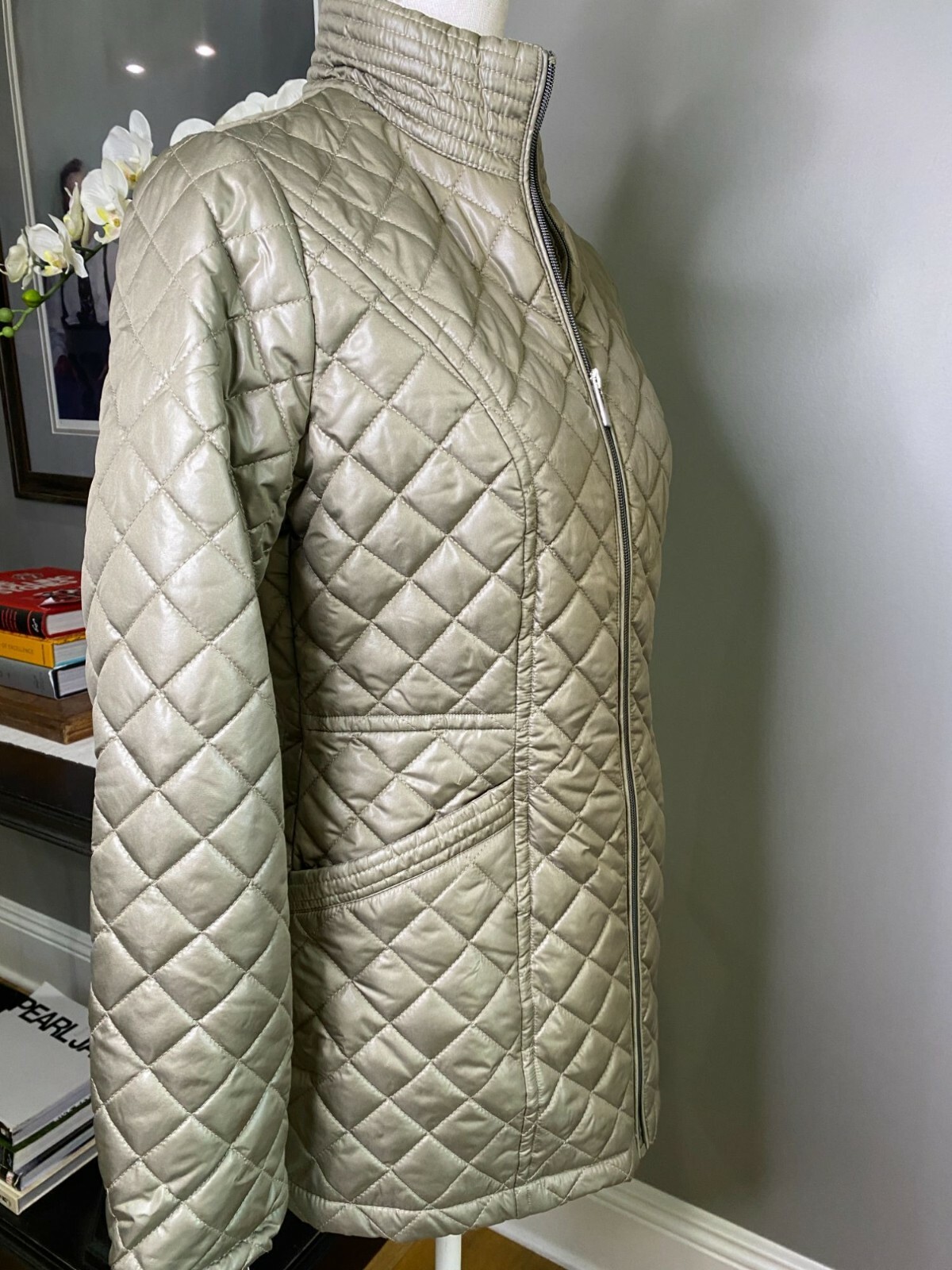Via Spiga Stand Collar Quilted Jacket 