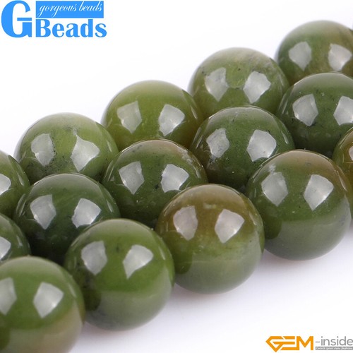 Cuentas naturales redondas verdes jaspe de Canadá marrón jade de Canadá fabricación de joyas - Imagen 16 de 30