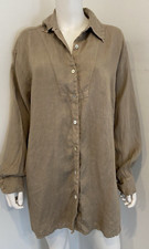 NWT ~ MASTRO MODA Positano Italy [one size to 20] taupe linen long shirt