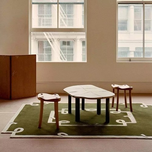 Hand-Tufted Wool Rug 9×12 ft - Green Nordic Knots Design, Handmade Area Rug - Picture 5 of 8