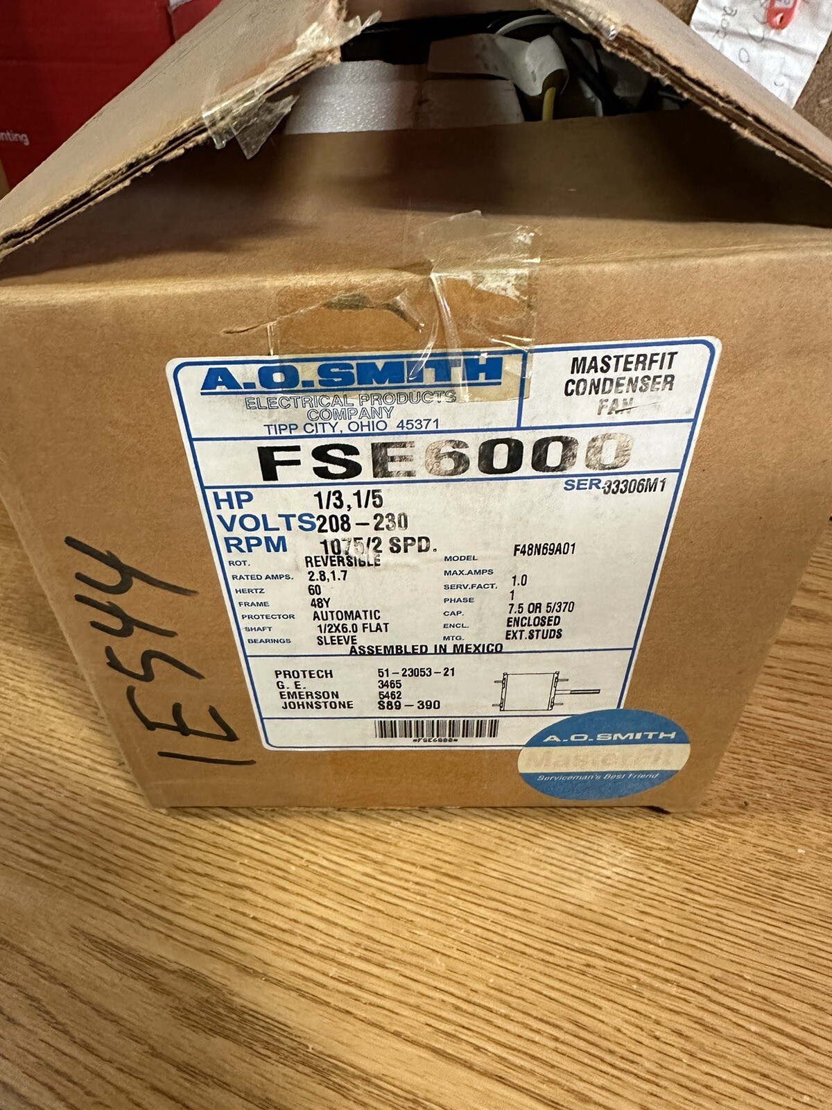 FSE6000 AO Smith 1/3-1/5Hp 1075Rpm 208-230V 2Sp OEM FSE6000