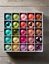 Anthropologie Glass Ball Ornaments Rainbow SET 25 Bulb Christmas Metallic 3" NEW