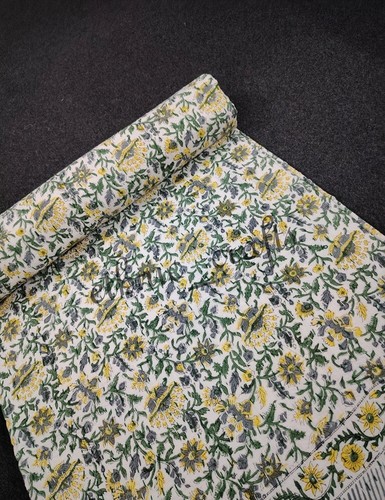 Indian Floral Print Hand Block Quilt Blanket Cotton Bedspread Throw Bedding Quil - Picture 8 of 11