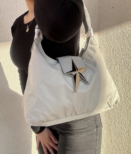 BORSA THIERRY MUGLER VINTAGE Y2K BAG GREY GRIGIA STAR STELLA NYLON SHOULDER - Imagen 4 de 9