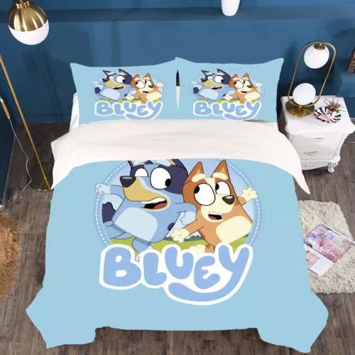 Cartoon 3D Bluey Quilt/Duvet/Doona Cover Set Single/King Bed Kids Gift - Picture 3 of 9