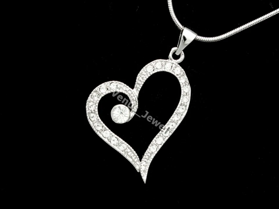 Collar colgante corazón cristal estrás transparente P113 Foto 4 de 4