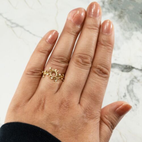 Anello vite semimontato tondo 6 mm in oro giallo 14 carati con accenti di diamanti (54171) - Foto 4 di 5