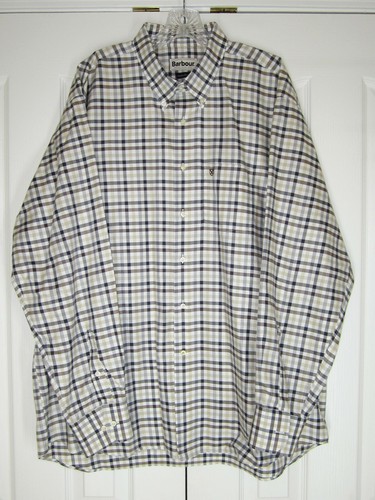 XLNT! BARBOUR TAN, BROWN & BLACK PLAID THICK SOFT COTTON BUTTON DOWN SHIRT XL - Picture 6 of 8