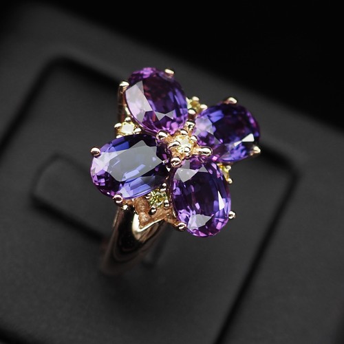 Minimal Violet Amethyst Oval 9.75Ct 925 Sterling Silver Rose Gold Plated Rings - Picture 3 of 8