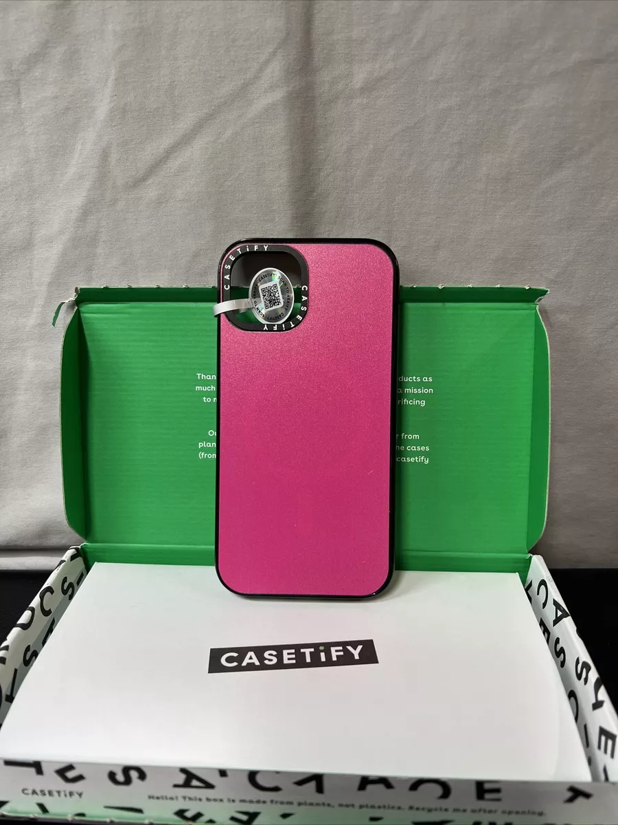Casetify iPhone 14 Simple Neon Pink By Black Strawberry Impact